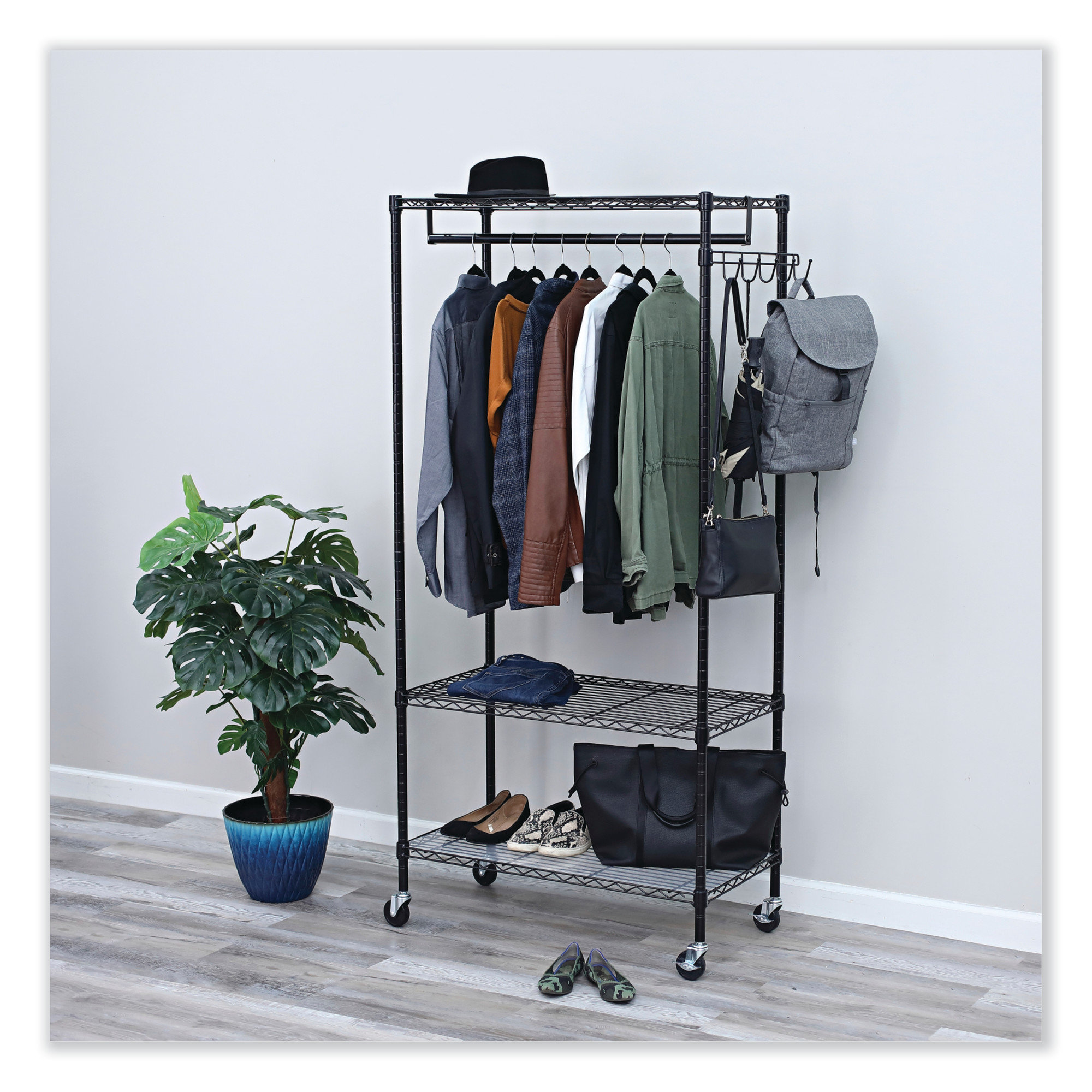 Alera wire garment rack with casters sale